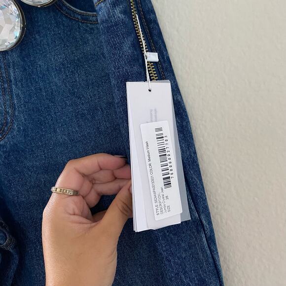 NEW Area Jumbo Crystal Dark Wash Blue Jeans Crystal belt sz 28 - Picture 7 of 10